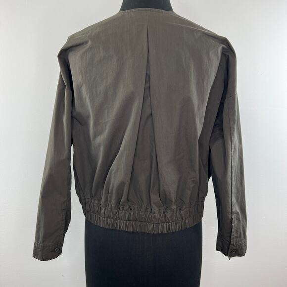 Urban Research Doors Dark Green Bomber Jacket Full Zip Cropped Pockets Size 1 S - Picture 12 of 15